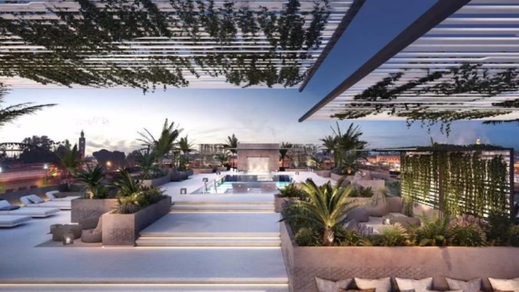 Outdoor terrace with city views in Marrakech