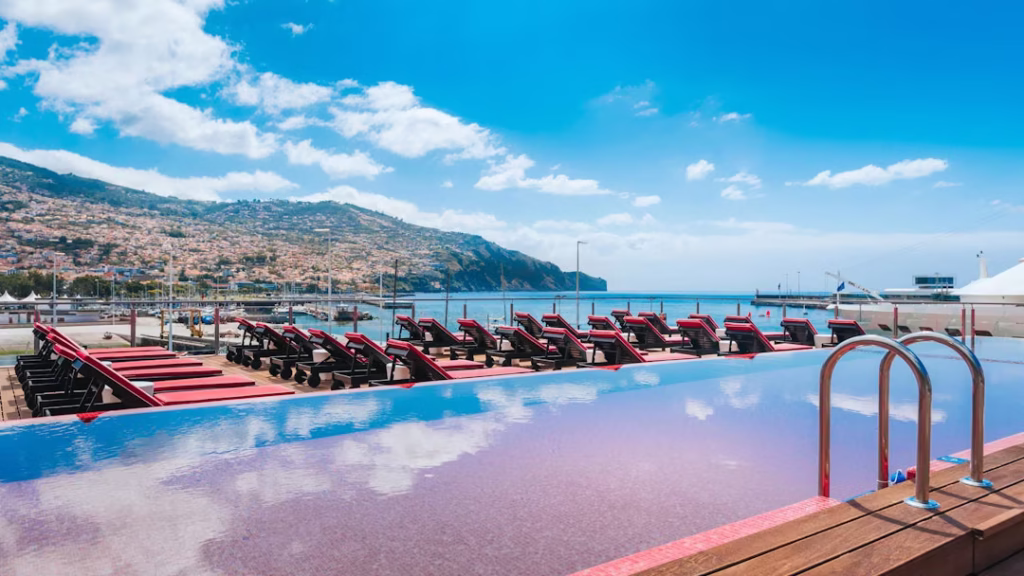 Rooftop pool view at Pestana CR7 Funchal