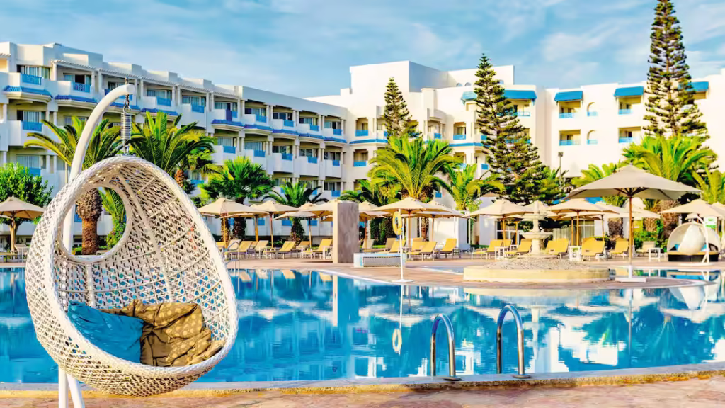 Bellevue Park Tunisia beachfront pool with sun loungers